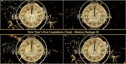 New Year Celebration Countdown Clock with Gold Fireworks
