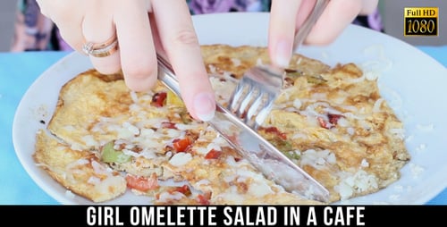 Girl Omelette Salad In A Cafe