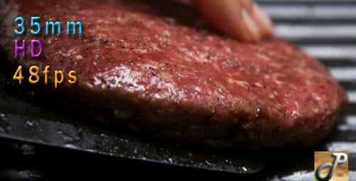 Hamburger Being Flip When Grill