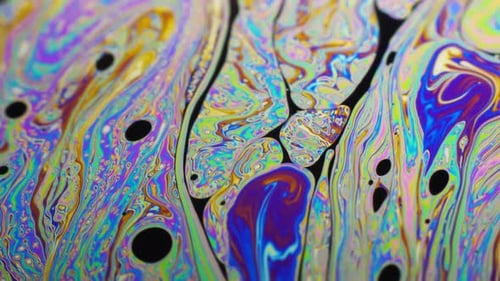 Psychedelischer Hintergrund der Bewegung Oberfläche der bunten Seifenblase