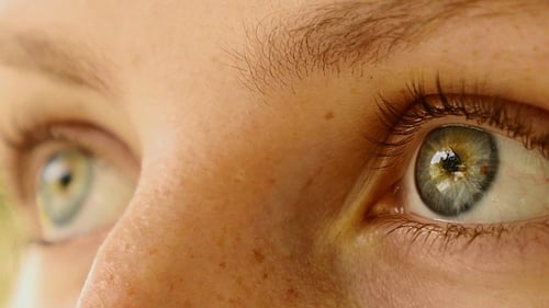 Woman's Light-Colored Eyes Close-Up