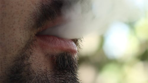 Man Smoking a Cigarette Close Up