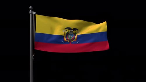 Realistic Waving Flag of Ecuador Animation with Alpha Channel