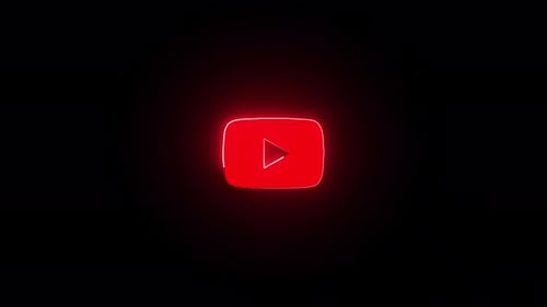 Animated Neon Red Play Button Icon