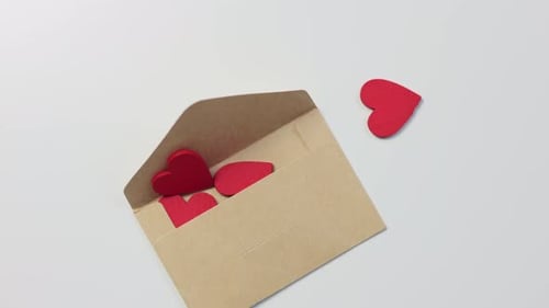 Love and Hearts in Open Envelope