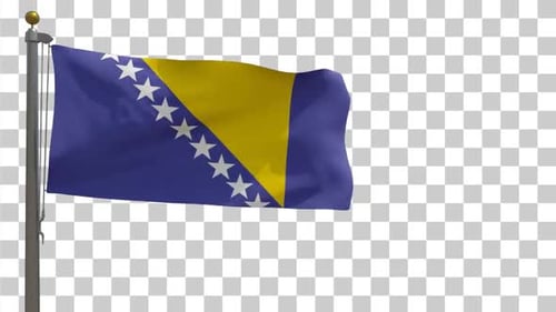 Realistic Waving Flag of Bosnia and Herzegovina with Alpha Channel