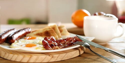 Delicious Breakfast Meal on Rustic Wood Table