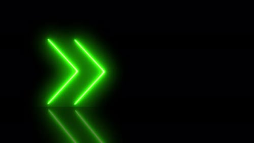 Video animation of glowing neon arrows in green