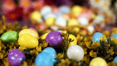 Sparkling Easter Eggs in Spring Setting