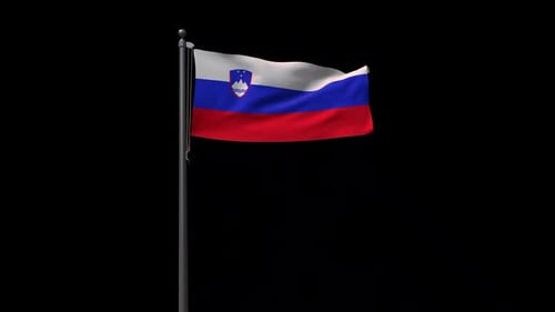 Realistic Slovenia Flag Waving on Pole Animation