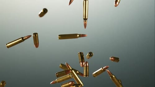 Bullets falling bouncing in ultra slow motion 1500fps on a reflective surface - BULLETS PHANTOM