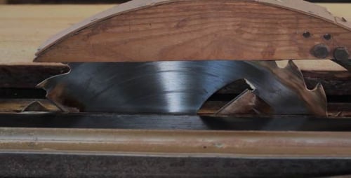Wood Plank Sawed on Table Saw, Close Up