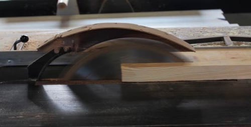 Table Saw Cutting Wood in a Factory