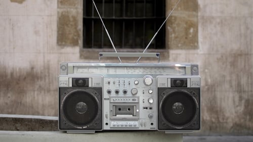 Vintage Boombox in an Urban Setting
