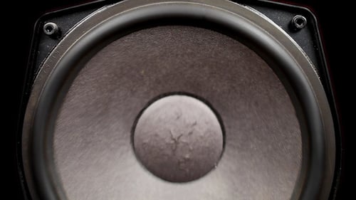 Close Up of Moving Gray Audio Speaker