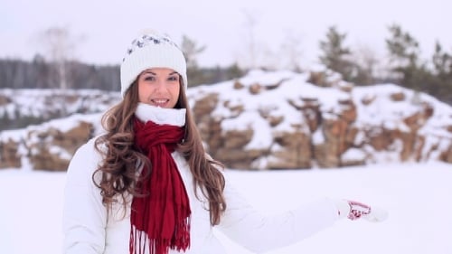 Winter Girl Shows Your Company Name