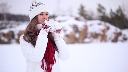 Winter Girl Drinks Tea.