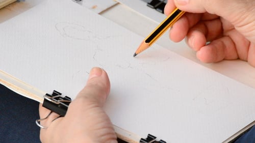 Hand Drawing Sketch with Pencil on Paper