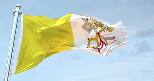 Vatican City Flag Waving in Realistic Slow Motion Loop