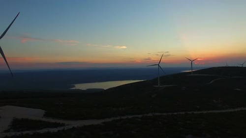 Scenic Wind Turbines at Sunset