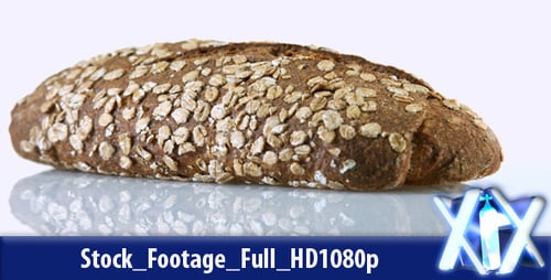 Oatmeal Bread Loaf Rotating on White Background