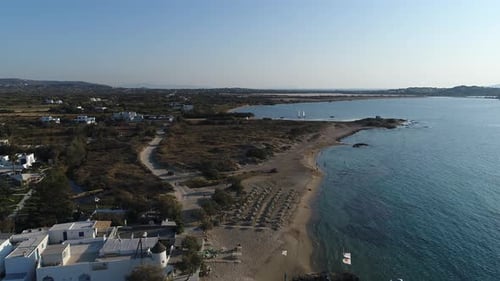 Vue aérienne du village de Chora sur l'île de Naxos dans les Cyclades en Grèce
