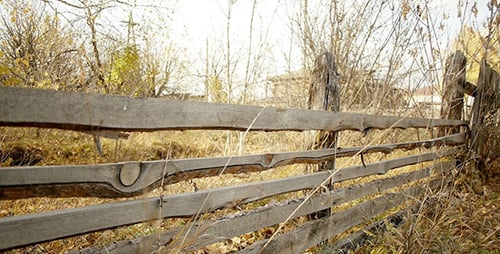 Rustic Wooden Fence in a Rural Setting