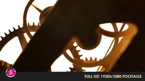 Intricate Clock Gears Rotating Smoothly