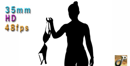 Silhouette of Woman Holding a Bra