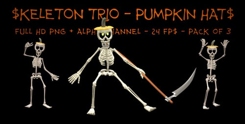 Dancing Skeleton Trio Kürbishüte, 3 Stück
