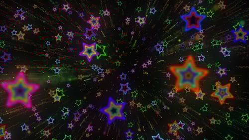 Dynamic Neon Stars Particle Burst Celebration Background