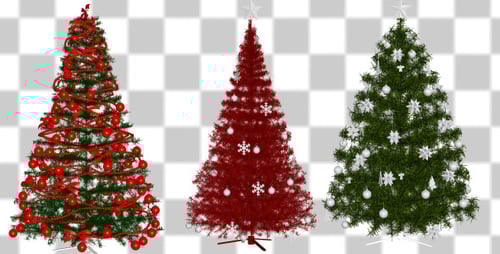 Rotating Decorated Christmas Trees Alpha Channel for Holiday Projects