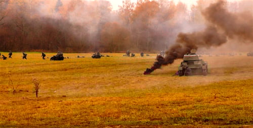 Soldiers and Tanks in Simulated Rural Warfare