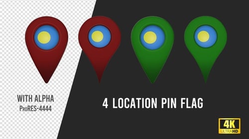 Animated 3D Location Pin Flags Pack