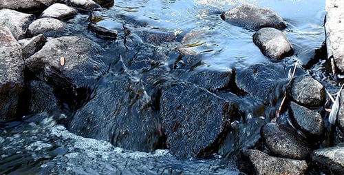 Water Flowing Over Rocks in a Stream