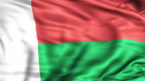 Madagascar National Flag Waving in Realistic Loop Animation