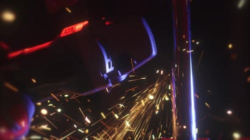 Machinery Sparks in Dark Industrial Setting