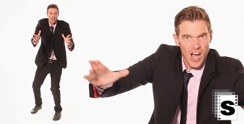 Angry Man in Suit Yelling and Gesturing