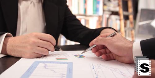 Two Professionals Reviewing Charts and Sealing a Deal