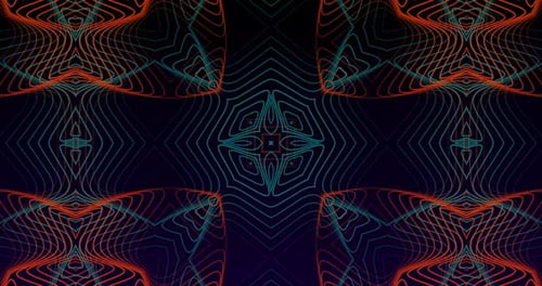 Abstract shapes moving in hypnotic motion against black background