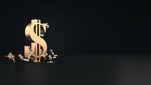 Golden Dollar Sign with Falling Money Symbols Animation