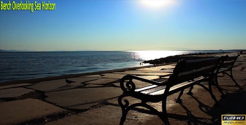 Bench Overlooking Sea Horizon