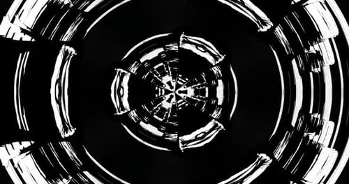 Abstract Brush Stroke Tunnel with Rotating Concentric Circles