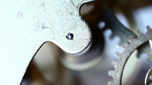 Rotating Clock Gears Inside Machine Close Up