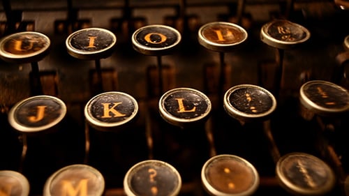 Antique Typewriter Keyboard Close Up Dolly Shot