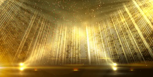Golden Awards Stage Background Loop with Shimmering Particles