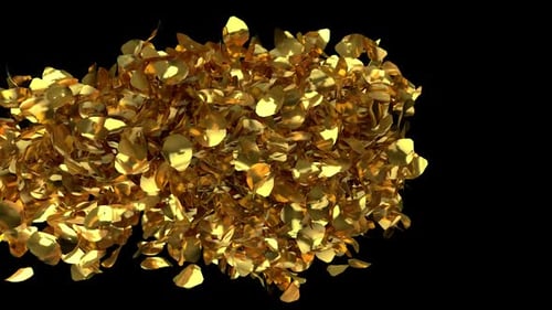Herz aus goldenen Rosenblättern