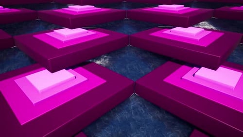 Pink and Red Cubes on Sea