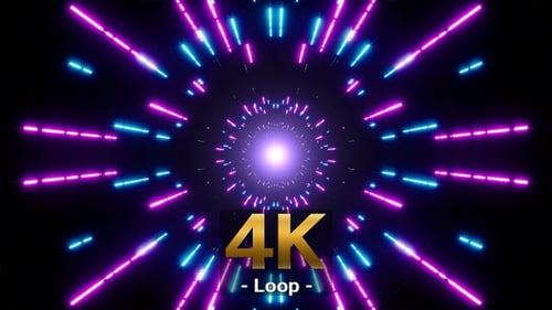 Futuristic Neon Light Tunnel Loop Background Animation