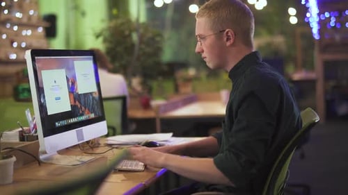Busy Creative Businessman Start Working on His Personal Computer